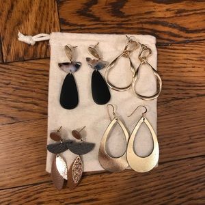 4 Gold Dangle pairs of Earrings